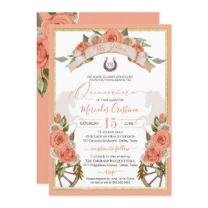 Western Charro Peach Roses Horse Quinceañera