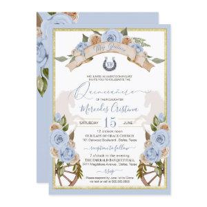 Western Charro Powder Light Blue Horse Quinceanera