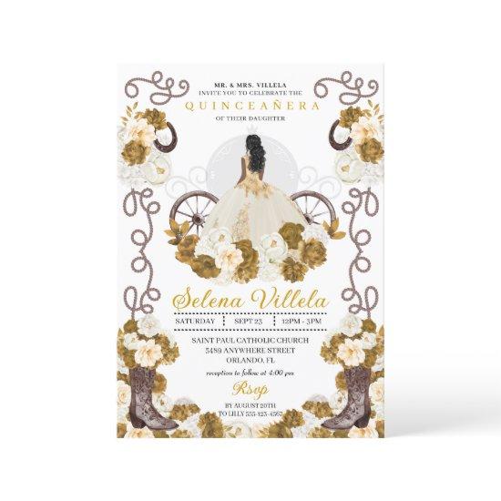 Western Charro Princess Ivory & Gold Quinceañera