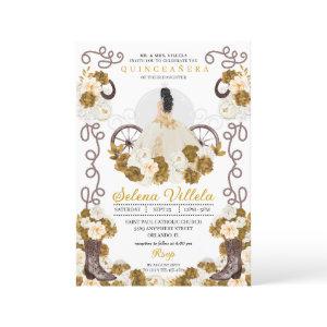 Western Charro Princess Ivory & Gold Quinceañera
