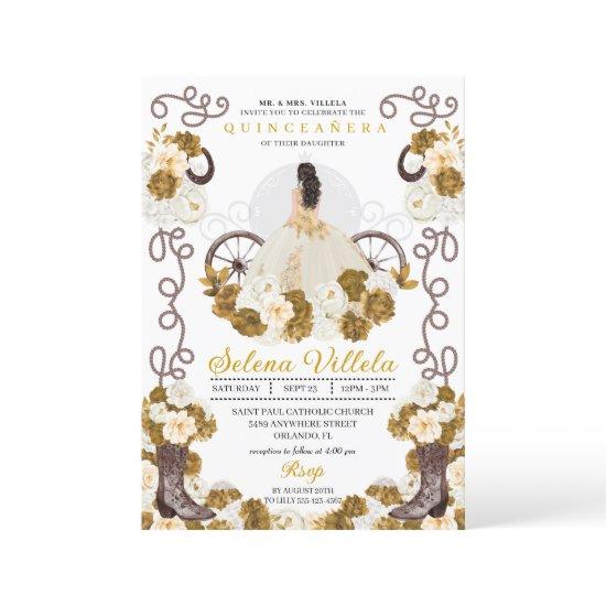 Western Charro Princess Ivory & Gold Quinceañera