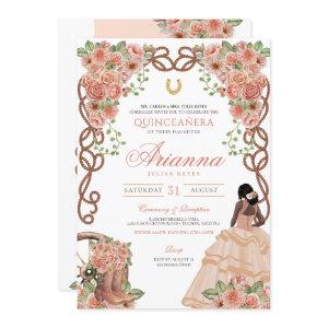 Western Charro Rose Gold Floral Quinceañera