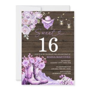 Western Cowgirl Purple Wood Sweet 16 Birthday