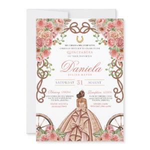 Western Floral Rose Gold Charro Quinceanera