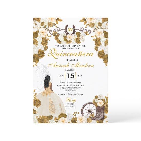 Western Gold Ivory Charro Cowgirl Quinceañera