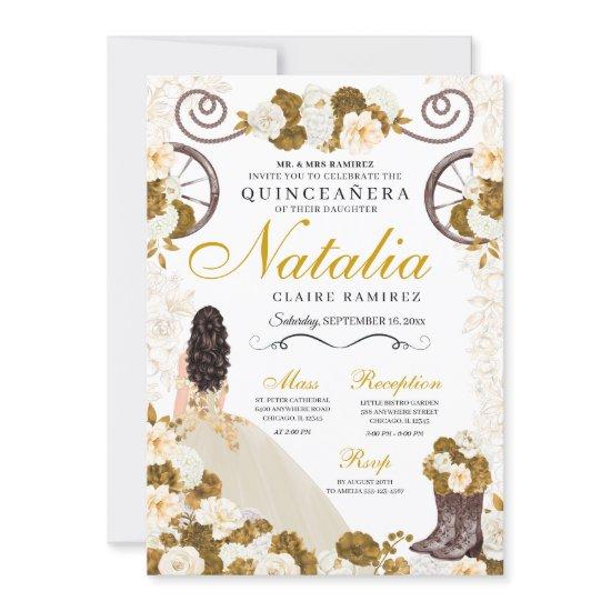 Western Gold & Ivory Princess Cowgirl Quinceanera