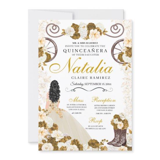 Western Gold & Ivory Princess Cowgirl Quinceanera