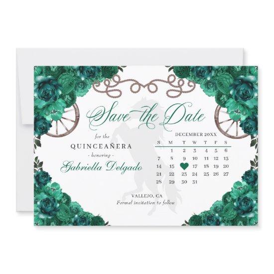 Western Green Charro Quinceañera Save The Date