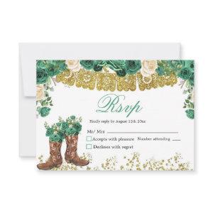 Western Green Hunter Charra Mis Quince RSVP Card