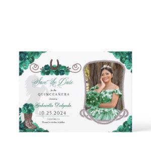 Western Green Quinceañera Save The Date Photo
