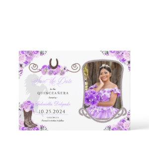 Western Lilac Quinceañera Save The Date Photo