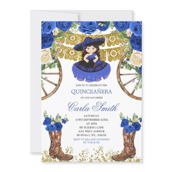 Western Navy Blue and Gold Charra 15 Anos