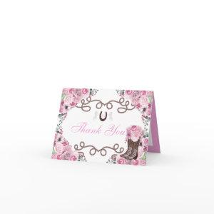 Western Pink Charra Quinceanera Thank You Card