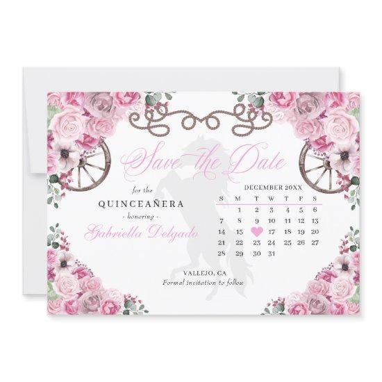 Western Pink Charro Quinceañera Save The Date