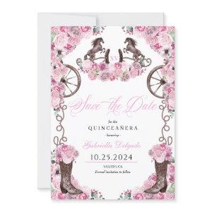 Western Pink Charro Save The Date Quinceañera
