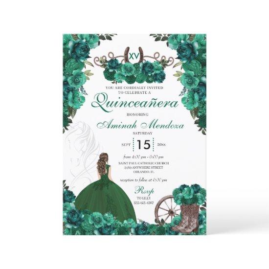 Western Princess Green Dress Charra Quinceañera