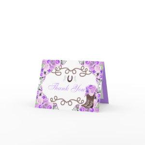 Western Purple Charra Quinceanera Thank You Card