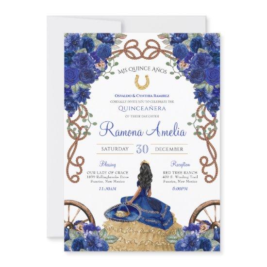 Western Quinceañera Blue Floral Charro