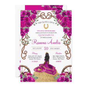 Western Ranch Magenta Pink Floral Quinceañera
