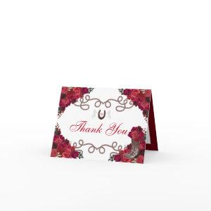 Western Red Roses Charra Quinceanera Thank You