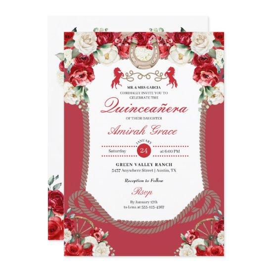 Western Red Roses Charro Cowgirl Quinceañera