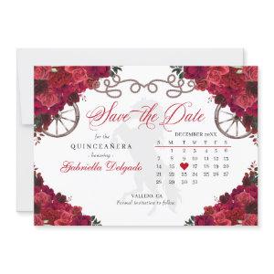 Western Red Roses Charro Quinceañera Save The Date