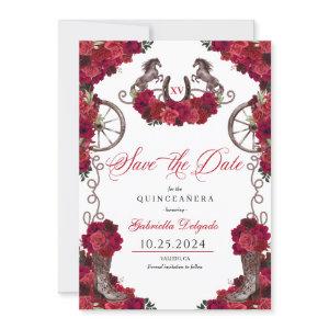 Western Red Roses Charro Save The Date Quinceañera
