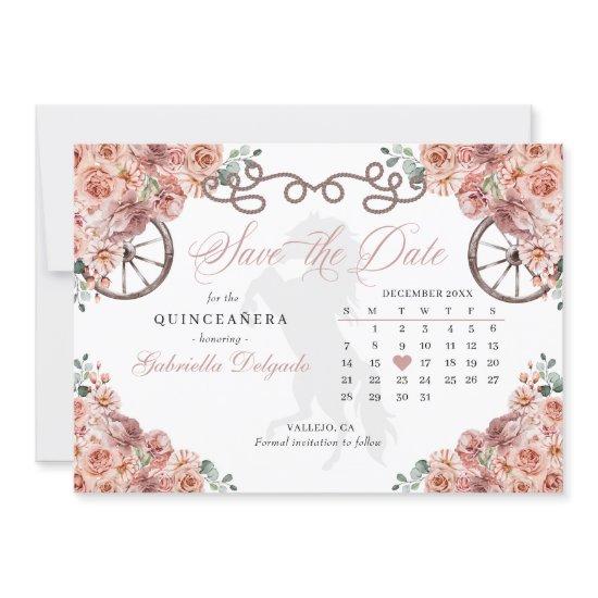 Western Rose Gold Charro Quinceañera Save The Date