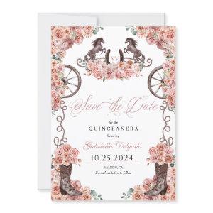 Western Rose Gold Charro Save The Date Quinceañera