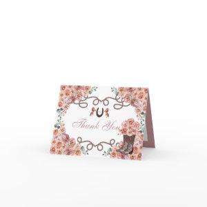 Western Rose Gold Quinceanera Thank You Card