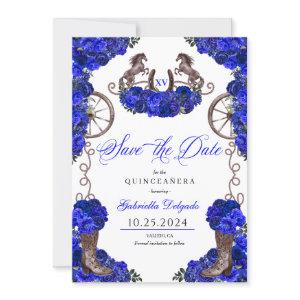 Western Royal Blue Save The Date Quinceañera