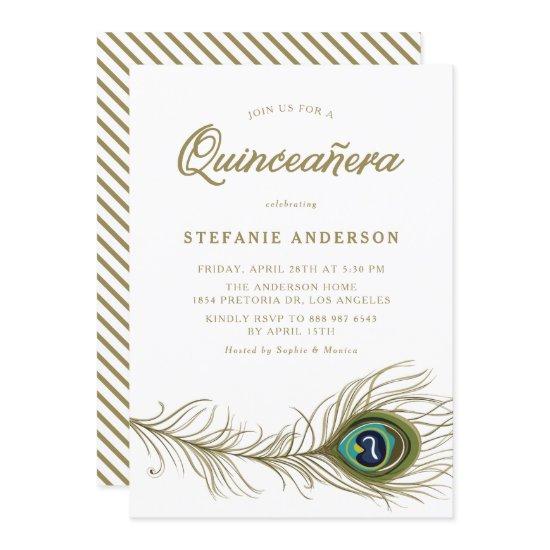 Whimsical Peacock Feather Quinceañera