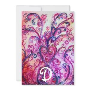 WHIMSICAL PINK FLOURISHES HEART FLORAL MONOGRAM