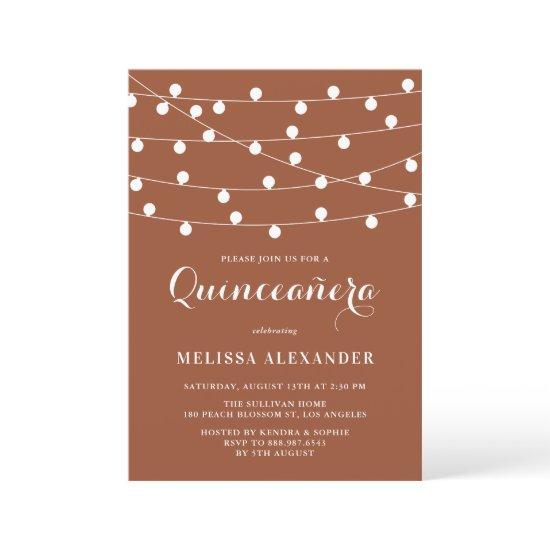 Whimsical String Lights Terracotta Quinceañera