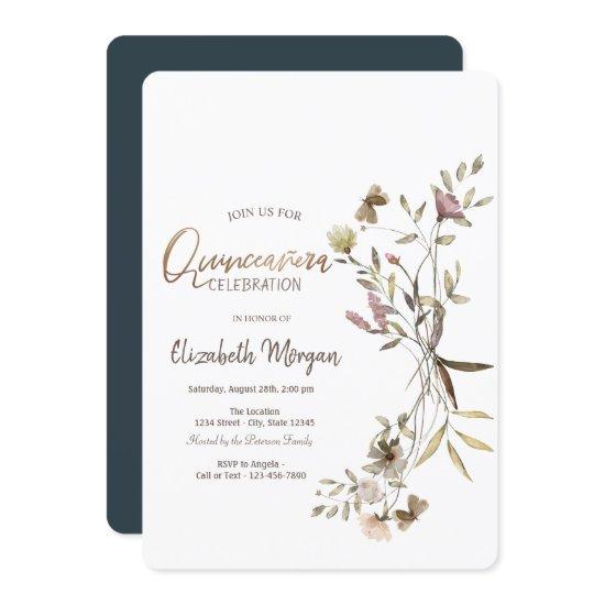 Whimsical Watercolor Wildflower Quinceañera