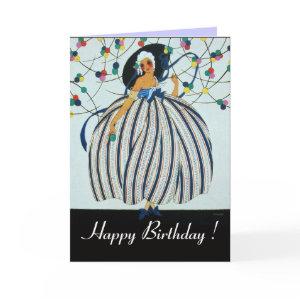 WHIMSICAL YOUNG GIRL / Happy Birthday Card