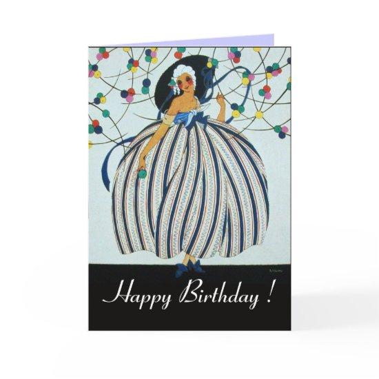 WHIMSICAL YOUNG GIRL / Happy Birthday Card