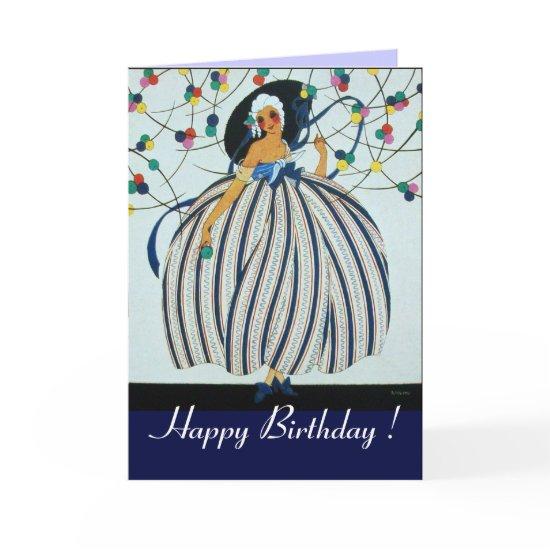 WHIMSICAL YOUNG GIRL / Happy Birthday Card