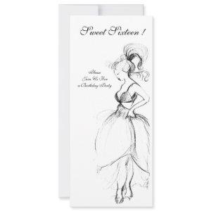 WHIMSICAL YOUNG GIRL SWEET 16 PARTY Black White