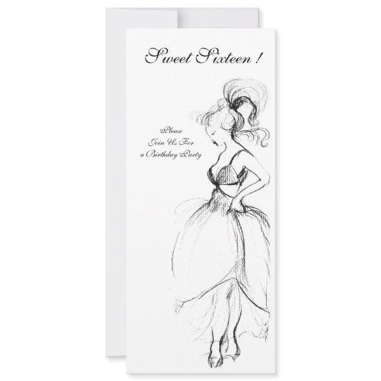 WHIMSICAL YOUNG GIRL SWEET 16 PARTY Black White