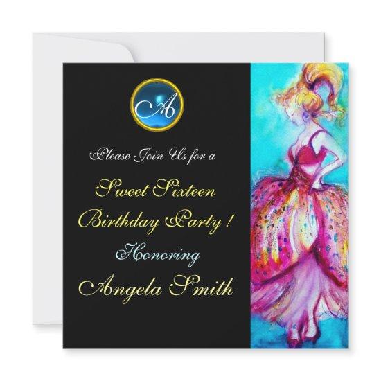 WHIMSICAL YOUNG GIRL SWEET 16 PARTY GEM MONOGRAM