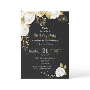 white and gold floral black birthday party