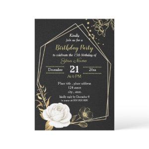 white and gold floral black birthday party