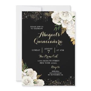 White and Gold Floral Mexican Quinceañera