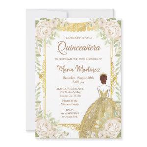White and Gold Roses Quinceanera Birthday