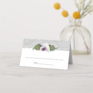 White and Purple Calla Lily Wedding Elegant Floral Place Card