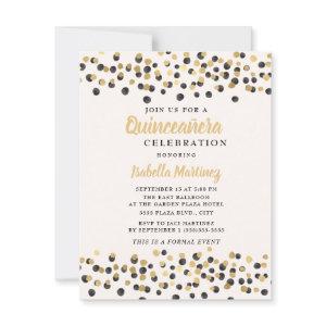 White Black Gold Confetti Glitter Quinceanera