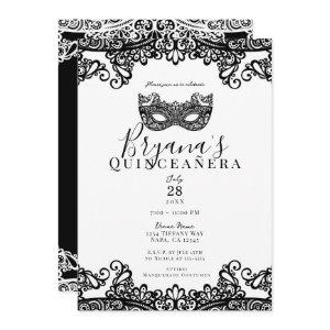 White & Black Lace Masquerade 15th Quinceañera