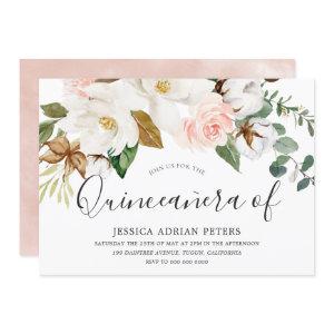 White & Blush Floral Beautiful Quinceanera Party