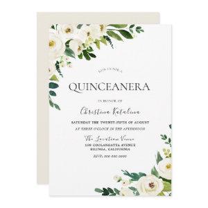 White Champagne Flowers Elegant Quinceanera